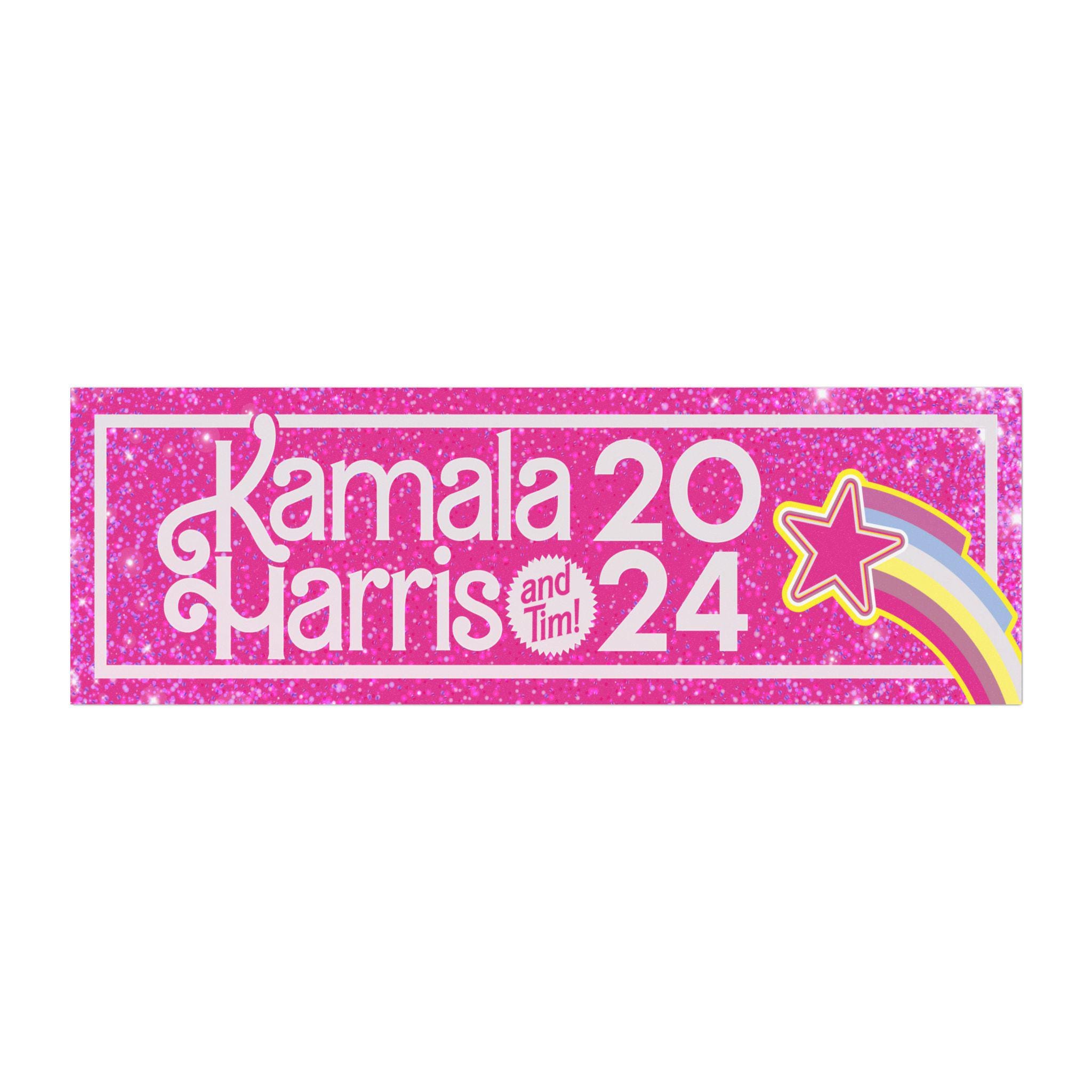 Kamala Harris and Tim Sparkles, Car Bumper Magnets, Harris Walz 2024 Light Pink