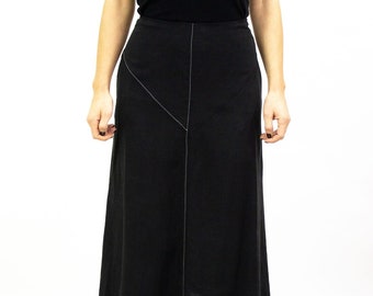 Geva Skirt, Minimalist Midi Skirt, Light Black Skirt