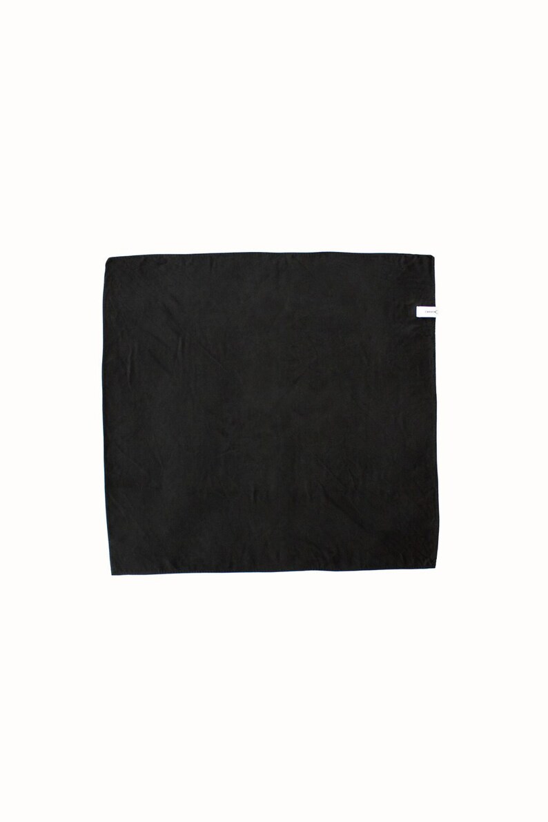 Peasant Scarf, Sustainable Black Matte Scarf, Minimalist Black Head Scarf image 4