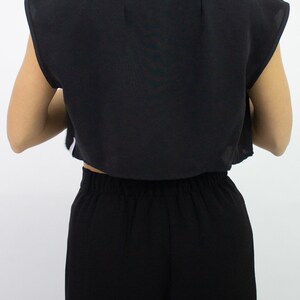 Draka Reversible Front Tie Crop Top, Versatile Blouse With Front Pockets, Sustainable Minimalist Crossover Top, Sleeveless Timeless Blouse image 6