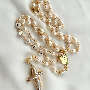 Real Pearl Rosary/Personalized Pearl Rosary beads/Gift rosary/Mother’s Gift/Croatian/First Communion/Christening/Religious/Catholic Rosary