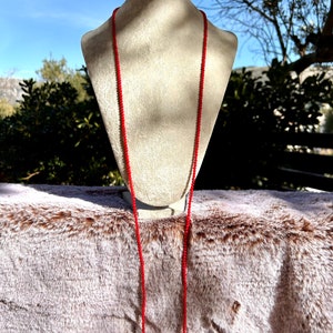 Extra Long Traditional Croatian Red Coral necklace 3.5mm,Authentic Adriatic red coral necklace