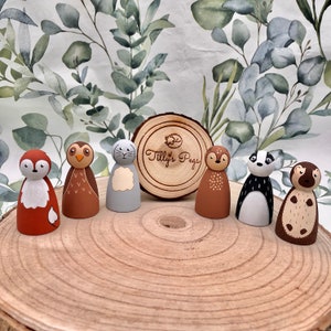 Woodland peg dolls, autumn peg dolls, animal peg dolls, wooden peg dolls, wooden toys, wooden animal toys, small world play, eyfs toys