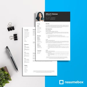 Könnte beinhalten: Ein schwarz-weißer Lebenslauf mit dem Namen Allison R. Reisman, Sales Manager, oben. Der Lebenslauf listet Berufserfahrung, Ausbildung, Fähigkeiten und Hobbys auf.