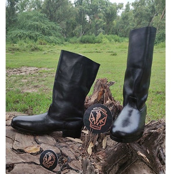 Leather Long Boots With Hobnails, Marching Boots Army, Horseback Riding Boots, black long boot, long boot, men long boot, women long boot