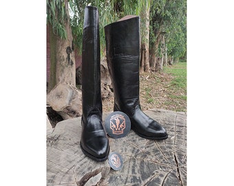 Black Leather Tall Knee Men Boots, Women Boot, Long Boot