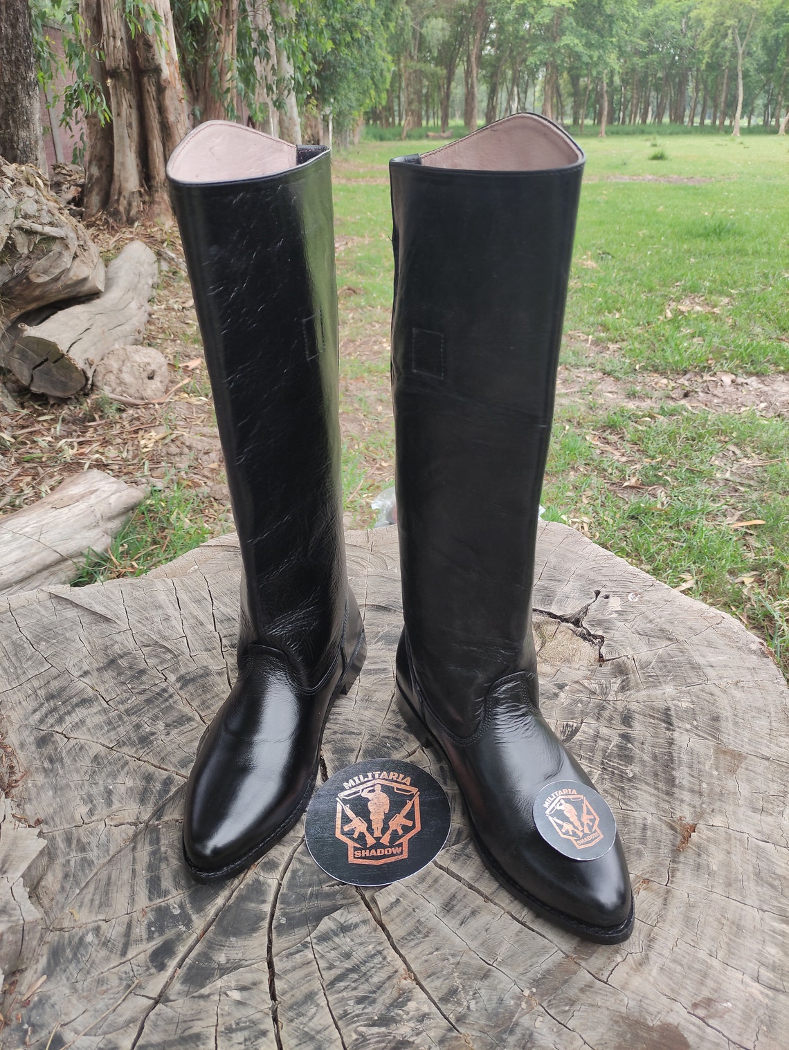 mens black leather knee high boots