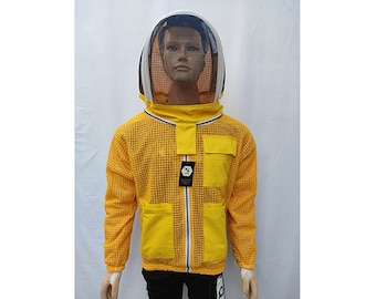 Chaqueta amarilla ventilada para apicultura con velo de protección/chaqueta ventilada/CHAQUETA DE APICULTURA DE 3 CAPAS/traje de apicultura