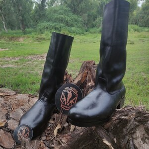 Leather Long Boots With Hobnails, Marching Boots Army, Horseback Riding Boots, black long boot, long boot, men long boot, women long boot
