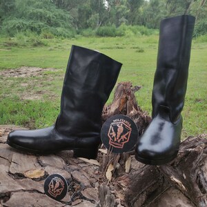 Leather Long Boots With Hobnails, Marching Boots Army, Horseback Riding Boots, black long boot, long boot, men long boot, women long boot