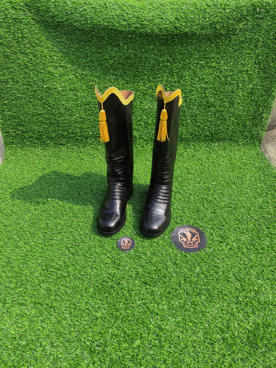 Men's Black Leather Long Boots, Fashion Boots, Army Boots, Riders Boots