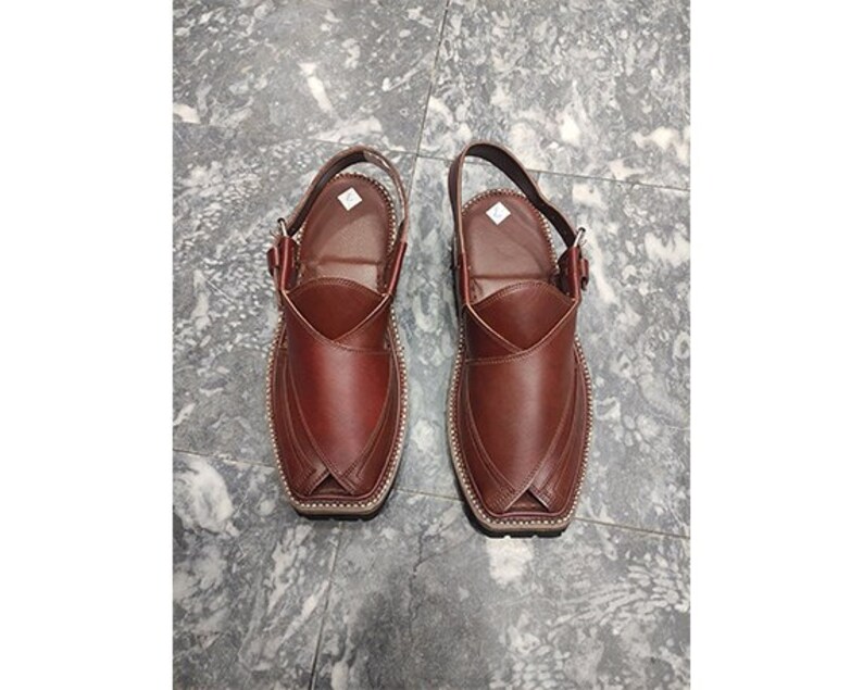 May include: A pair of brown leather shoes with pointed toes and a strap across the ankle.