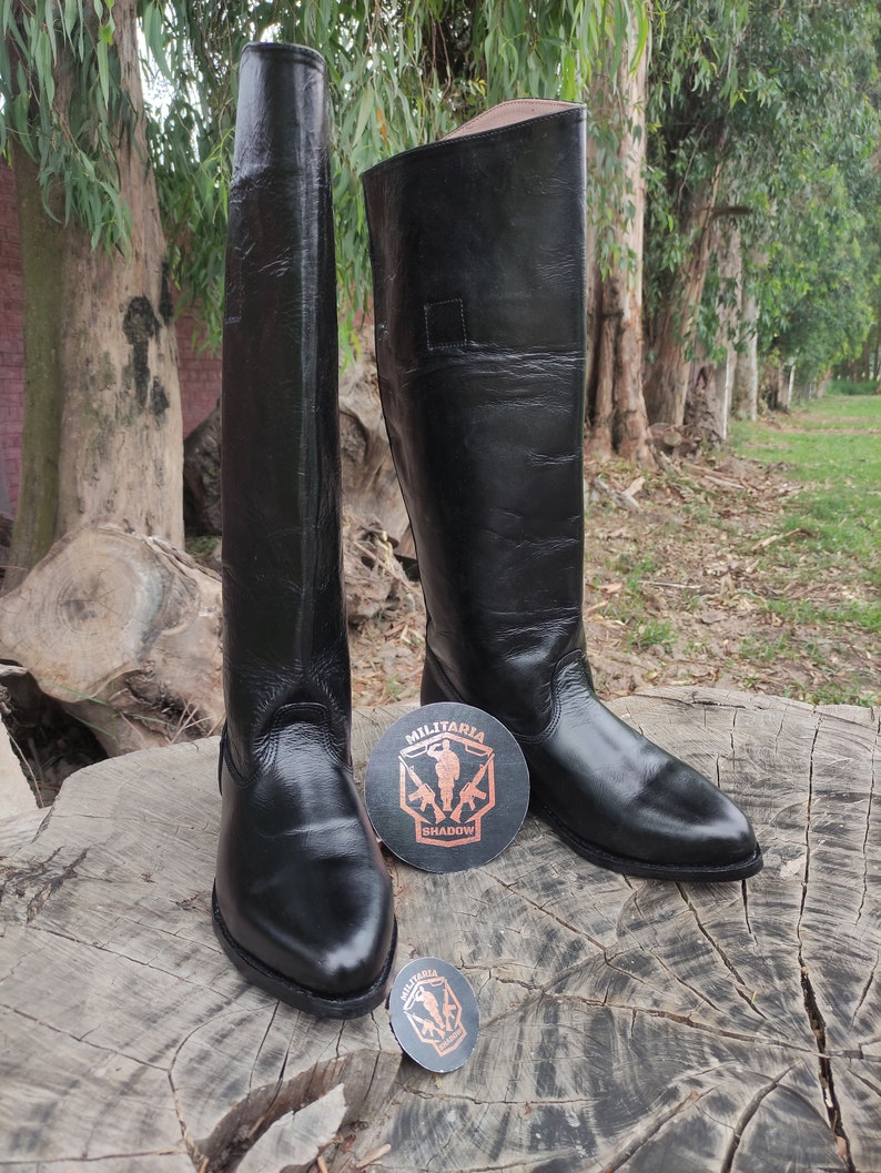 Black Leather Tall Knee Boots. men boots, women boot, long boot, fashion boot, men's long boot, black long boot, boot , horse riding boot