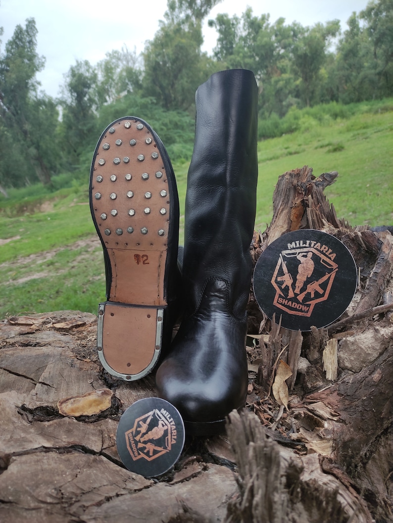 Leather Long Boots With Hobnails, Marching Boots Army, Horseback Riding Boots, black long boot, long boot, men long boot, women long boot