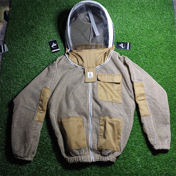 Brown Beekeeping Ventilated Jacket with Fencing Veil/ventilated jacket/3 LAYER BEEKEEPING JACKET/bee suit