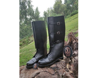 Black Leather Long Boots Rubber Sole. men long boot, women long boot, Horse Riding Boots, fashion long boot, unisex boot, brown boot, boot