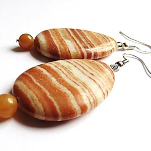 genuine dolomite earrings in teardrop shape, gemstone jewelry, gift for you or your loved one image 3