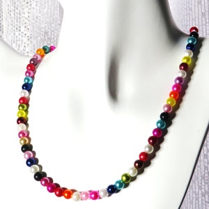 colorful pearl necklace, choker, pearl mix, necklace, necklace multicolor image 2