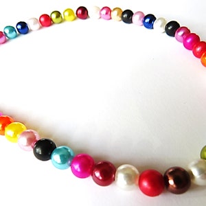 colorful pearl necklace, choker, pearl mix, necklace, necklace multicolor image 3