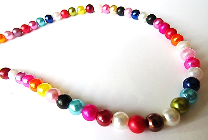 colorful pearl necklace, choker, pearl mix, necklace, necklace multicolor image 3