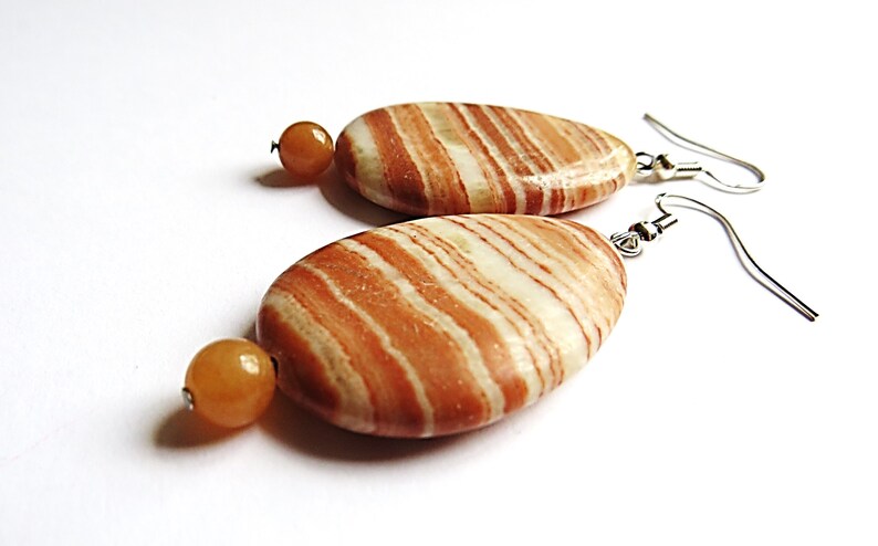 genuine dolomite earrings in teardrop shape, gemstone jewelry, gift for you or your loved one image 3