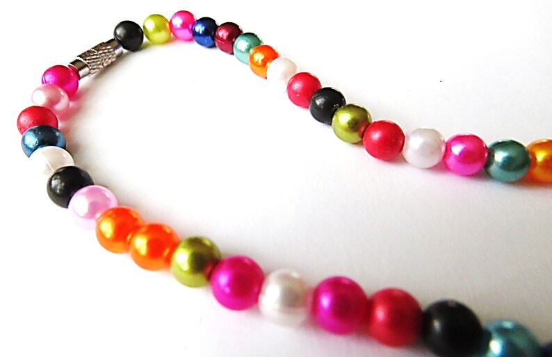 colorful pearl necklace, choker, pearl mix, necklace, necklace multicolor image 4