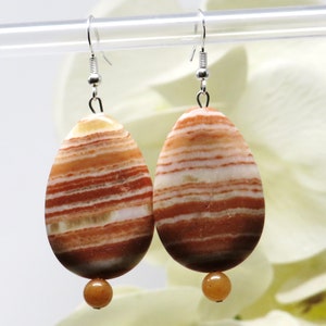 genuine dolomite earrings in teardrop shape, gemstone jewelry, gift for you or your loved one image 2