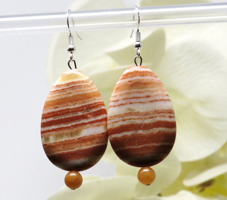 genuine dolomite earrings in teardrop shape, gemstone jewelry, gift for you or your loved one image 2