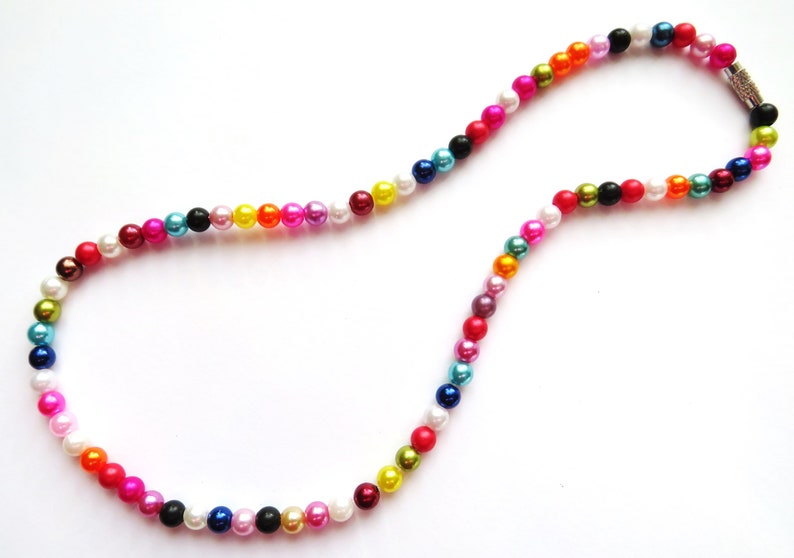 colorful pearl necklace, choker, pearl mix, necklace, necklace multicolor image 1