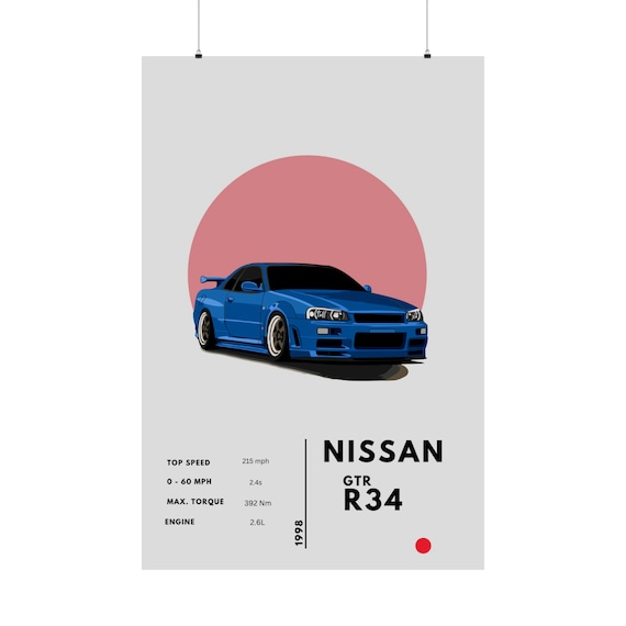 Nissan R34 Matte Poster,nissan,r34,jdm,cars,posters,cool Posters