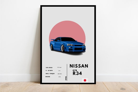 Nissan R34 Matte Poster,nissan,r34,jdm,cars,posters,cool Posters