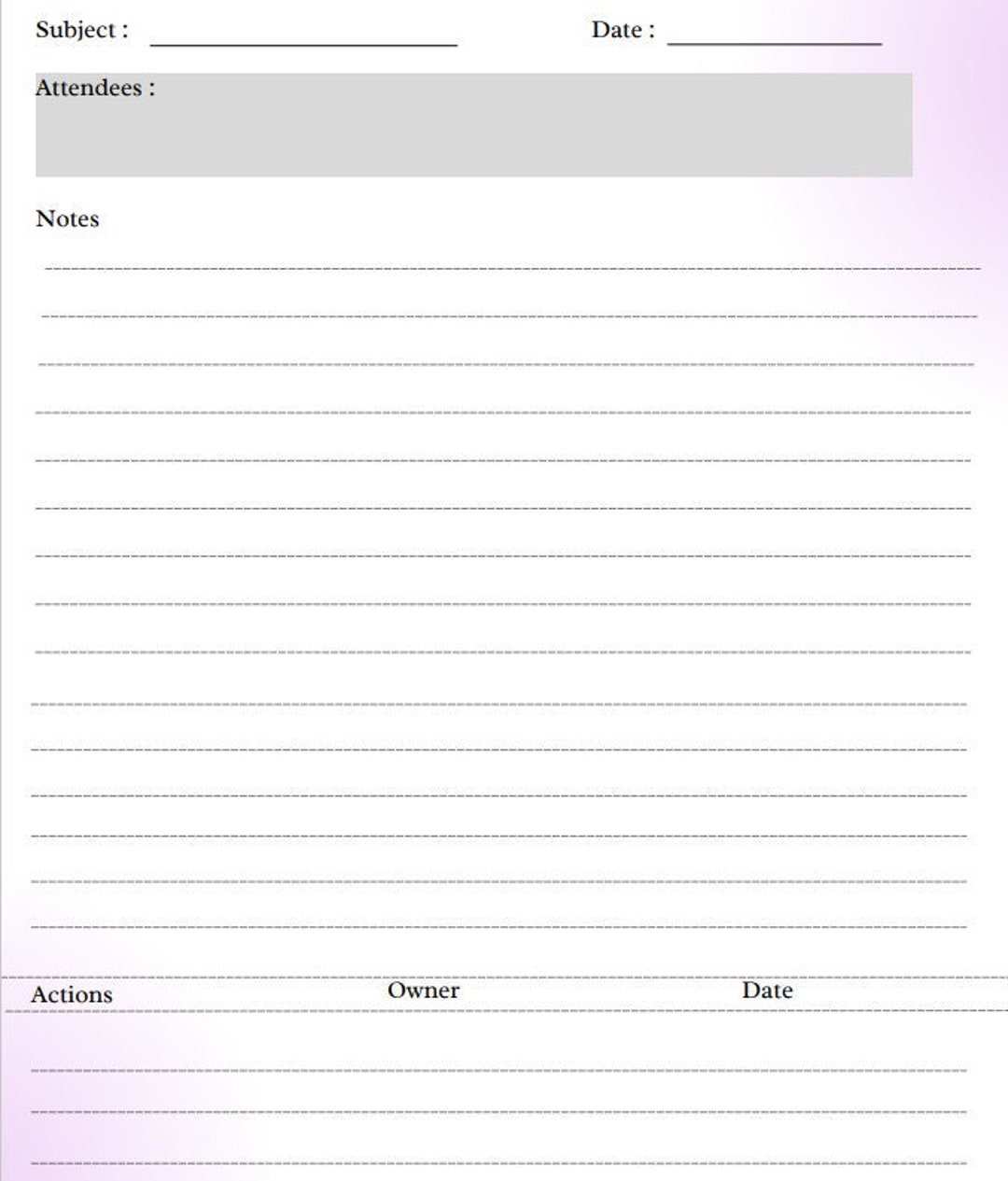 Remarkable Meeting Notes Template Digital Download Etsy