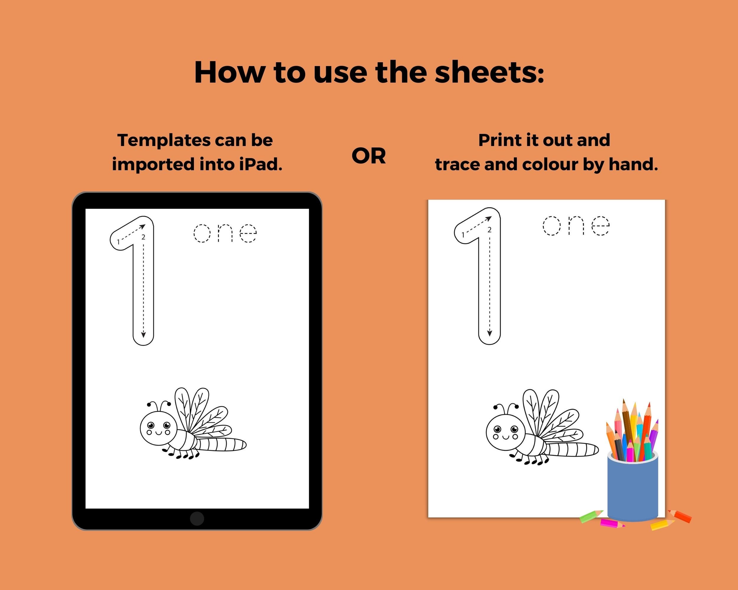 1- 10 Number Tracing and Colouring Worksheets, Printable Worksheets ...