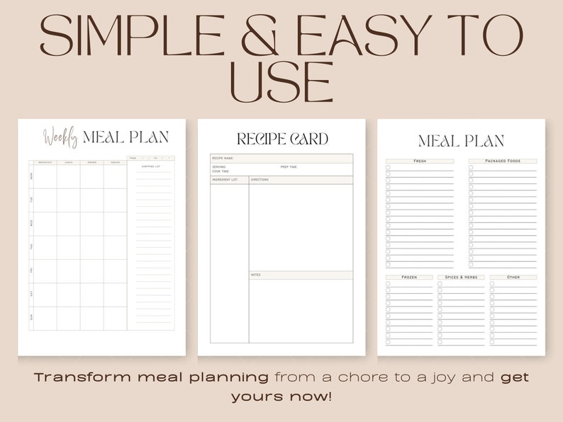 Digital Meal Planner Recipe Template Multiple Colors - Etsy