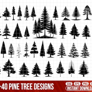 Pine Tree SVG Bundle, Forest Tree svg, Forest svg, Evergreen Trees PNG, Pine tree Silhouette, Mountain Forest SVG,  Landscape svg, dfx, eps
