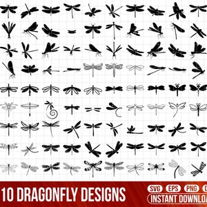 110 Dragonfly SVG Bundle, Dragonfly PNG Bundle, Dragonfly Clipart, Dragonfly SVG Cut Files for Cricut, Dragonfly Silhouette, Dragonflies Svg