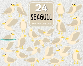 Seagull SVG Bundle: Nautical Bird Clipart (Digital Files)
