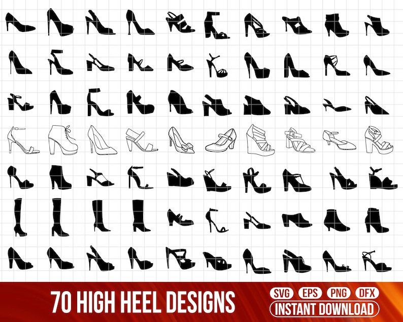 Heels SVG Bundle, High Heels svg, Women Shoe svg, Stiletto svg, High Heels Cut File, Cricut, Clipart, Silhouette, Vinly, Iron On, Vector image 1