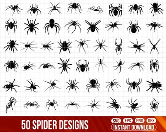 Spider SVG Bundle, Tarantula Cut Files, Silhouette Vector (Digital Download)
