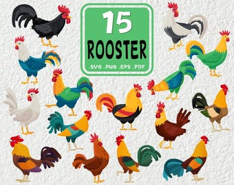 Rooster SVG Bundle: Fighter Chicken Clipart (PNG, PDF)