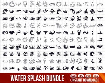 Water Splash Silhouette SVG Bundle, Liquid Graphics (Digital Download)