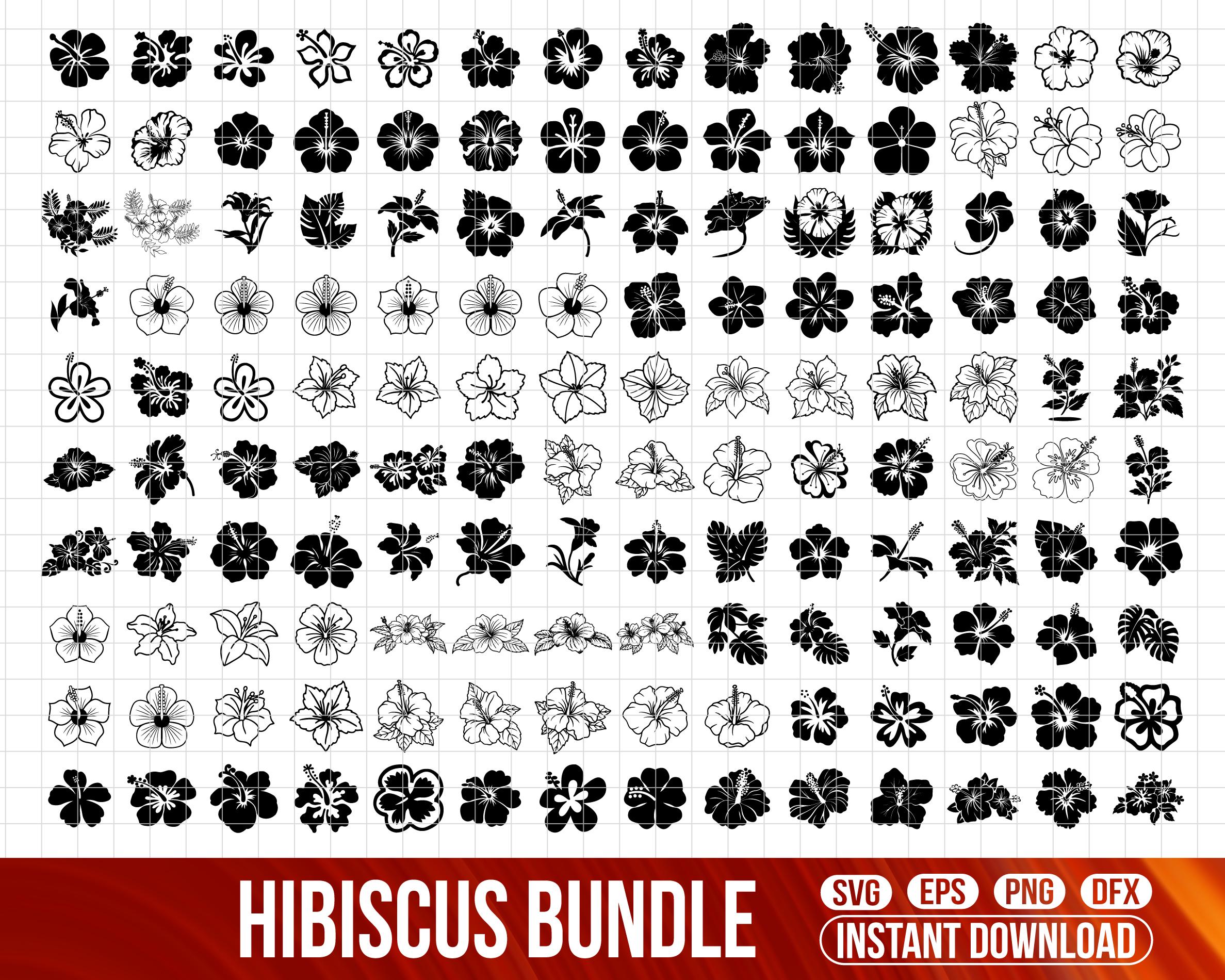 Hibiscus SVG Bundle, Hibiscus Flower Png, Silhouettes Cut File (digital ...