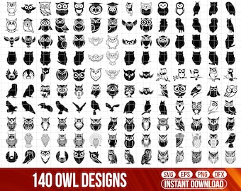 Owl SVG Bundle, 140 Bird Designs, Clipart Cut Files (Digital Download)