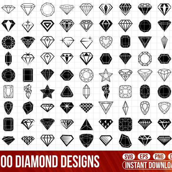 Diamond SVG Bundle, Diamond Svg, Diamond Clipart, Diamond SVG Cut Files for Cricut, Diamond Silhouette, Diamond Svg Png Files, Diamonds Dfx