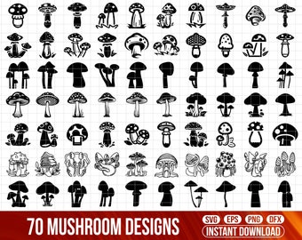 Paddenstoel SVG-bundel, clipart, silhouetgesneden bestanden (digitale download)