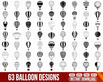 Hot Air Balloon SVG Bundle, Clipart Cut Files (Digital Download)