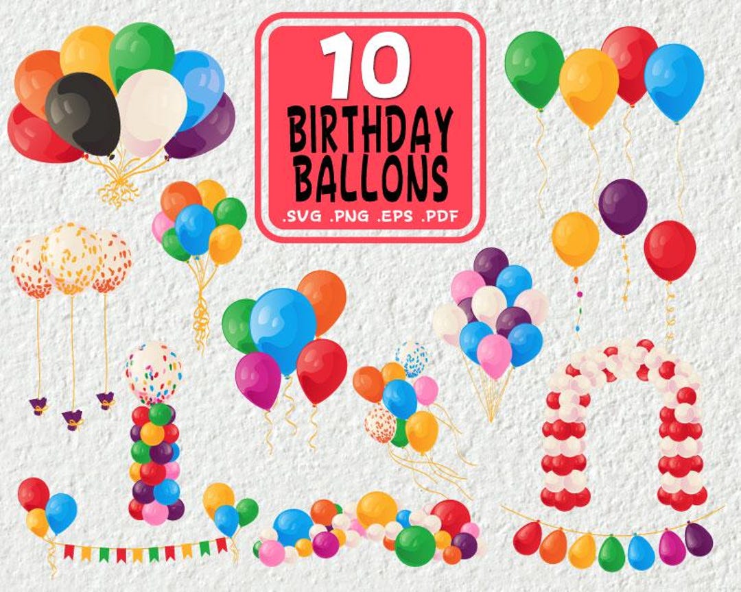 Shape File Balloons Birthday Balloons SVG Bundle, Balloon SVG, Air Balloon SVG, Balloon Cut ...