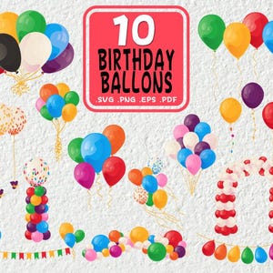 Birthday Balloons SVG Bundle, Balloon SVG, Air Balloon SVG, Balloon Cut File, Balloon Clipart, Balloon Vector, Party Balloons Svg, Shirt