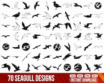 Seagull SVG Bundle, Coastal Bird Clipart (Digital Files)