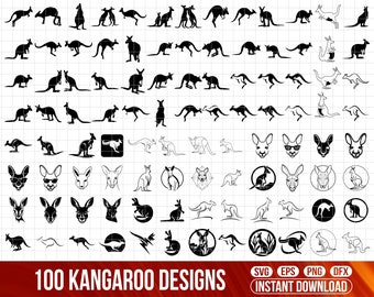 Kangaroo SVG Bundle, Kangaroo Png, Kangaroo silhouette, Kangaroo Svg Files for Cricut, Kangaroo Clipart, wild animals svg, Kangaroo face svg